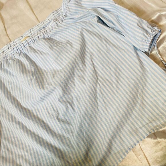 Michael Michael Kors Womens Blue And White Striped Off The Shoulder Top Size XL - Picture 5 of 12